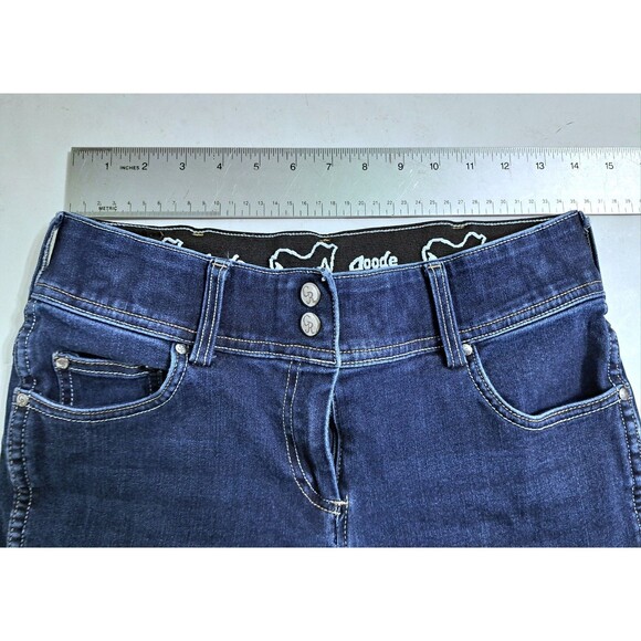 Goode Rider Riding Jeans Womens 28R Blue Denim Knee Patch Equestrian Breeches - Picture 10 of 12